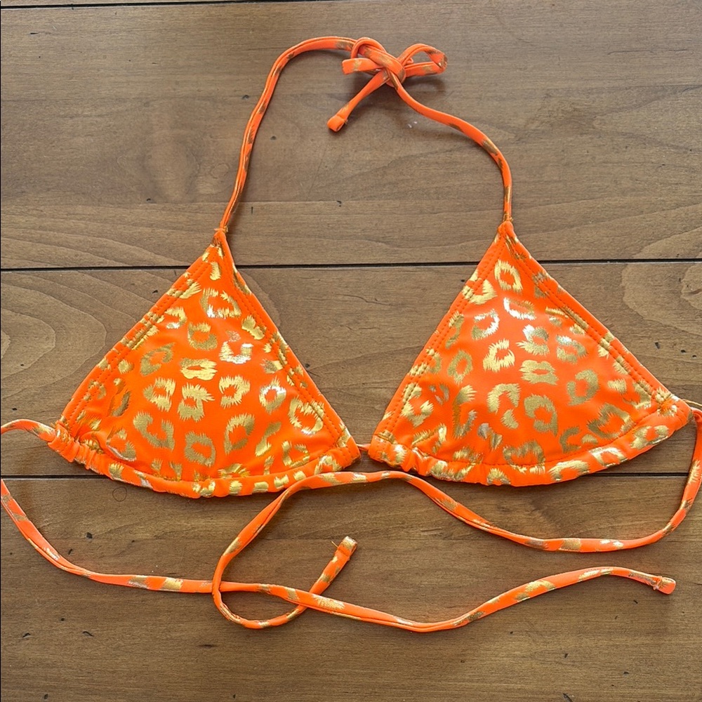 Shein Orange Leopard Print Bikini Top